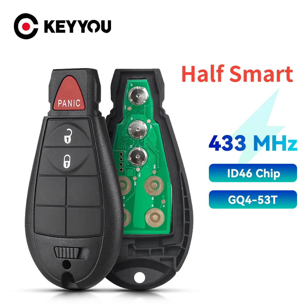 KEYYOU полуумный дистанционный ключ для автомобиля 433/434 МГц PCF7961A/ 46 чип стробочка Dodge