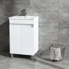 20 Inch Free Standing Bathroom Vanity Cabinet with 2 Doors Undermount Resin Sink and Chrome Faucet Combo White 1