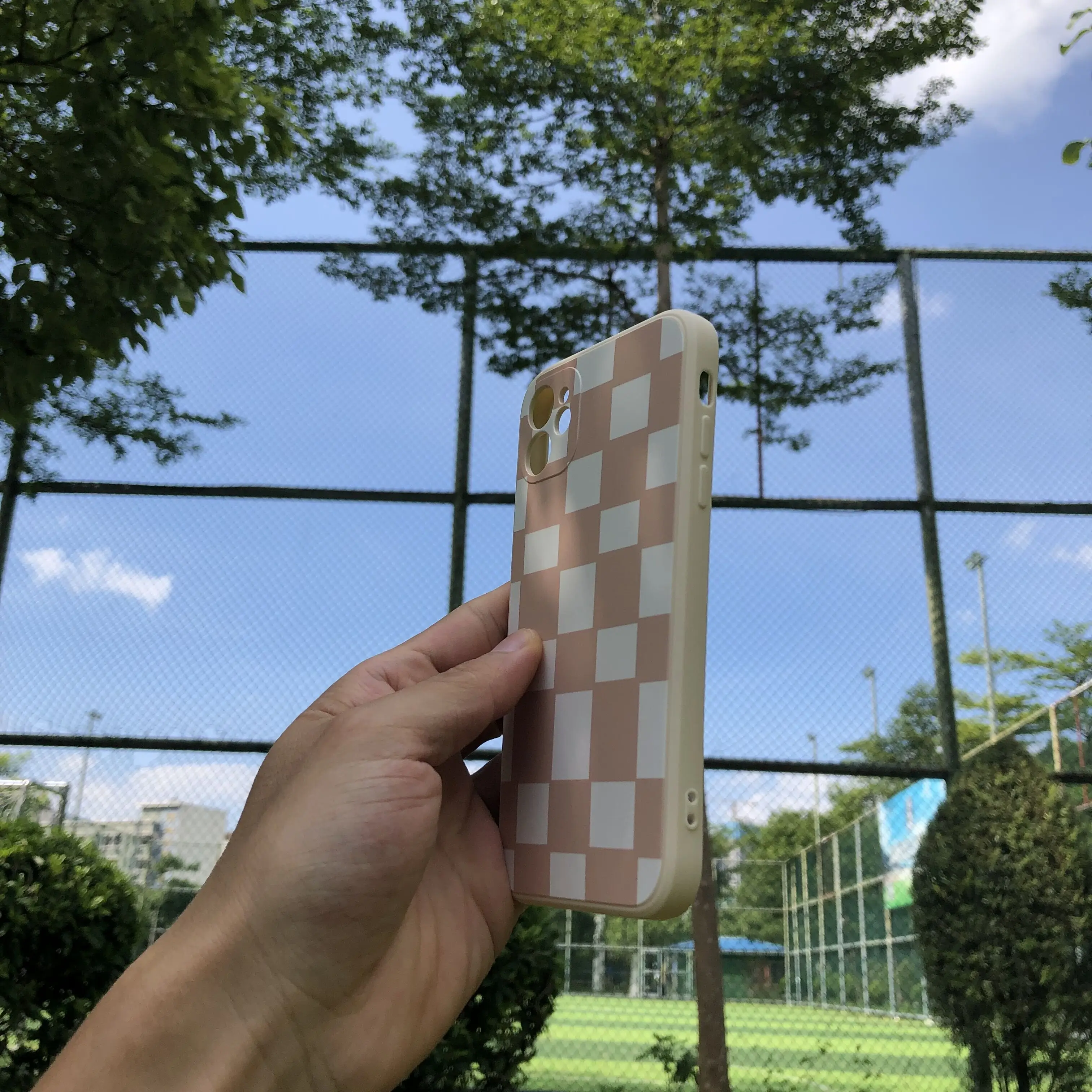 Checker board LV white phone case