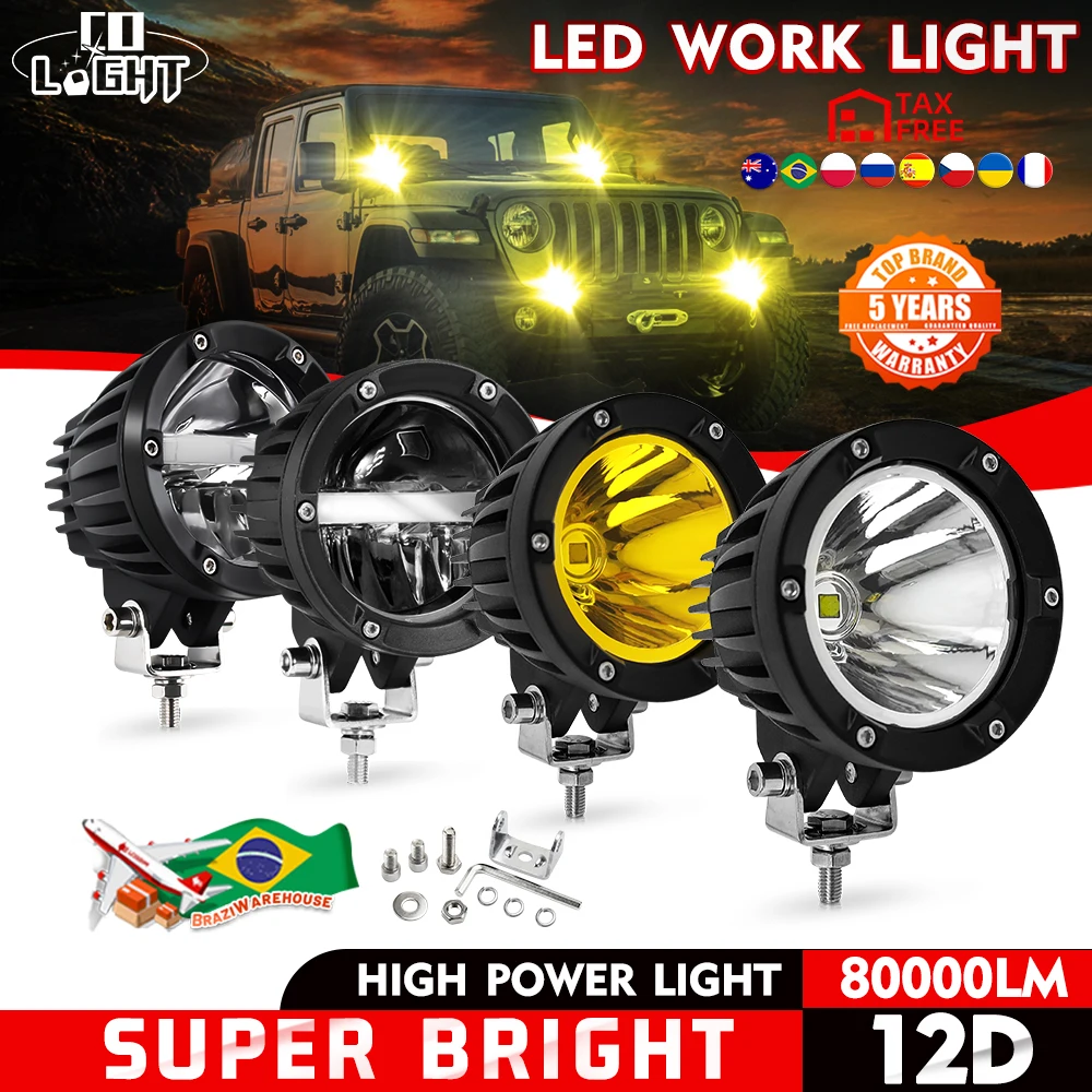 

CO LIGHT 4 Inch Amber Fog Lights LED Round Offroad Light Pods Yellow Spot Beam Driving Off Road Work Light Bar for ATV UTV SUV