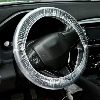 Coprivolante universale usa e getta per auto da 50 pezzi Coprivolante trasparente Protezione isolante di sicurezza in plastica impermeabile elastica