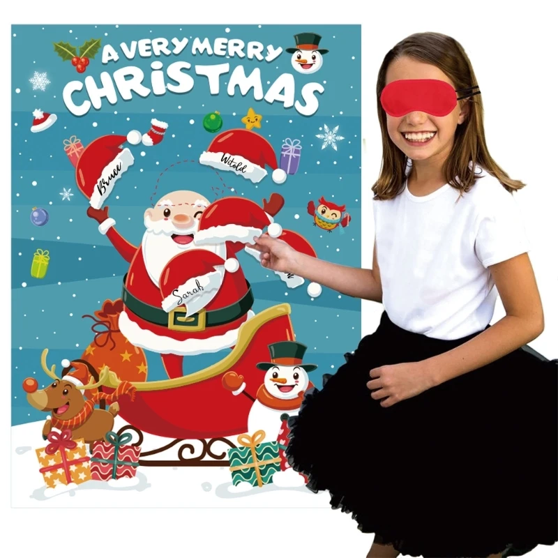

Christmas Party Games for Kid Pin the Hat on Santa Pin the Nose on Snowman Birthday Party Decorations for Family