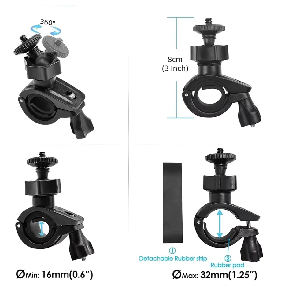 Support de guidon vélo pour GoPro Hero 11, vue rapprochée du mécanisme de serrage robuste