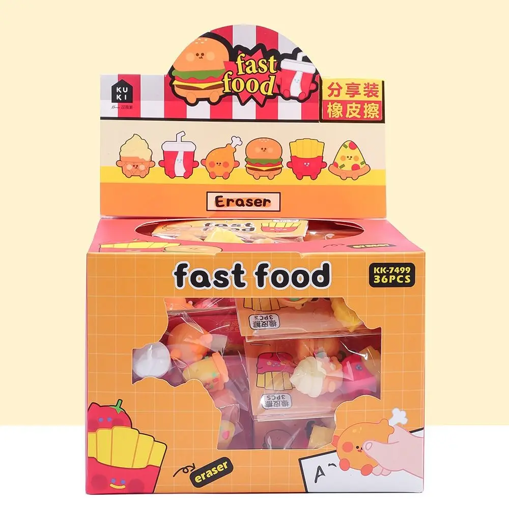 Cheese Bear Panda Fast Food 3D Shape Eraser Traceless High Elasticity Sharing Packing Mini Eraser Dustless Pencil Wiping