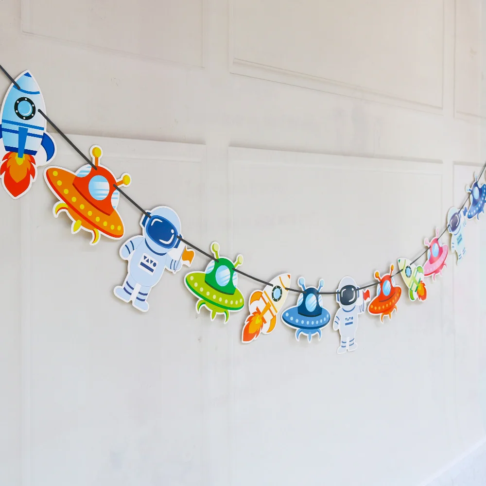 Party Decorations 1Set Space Astronaut Happy Birthday Banner for Party