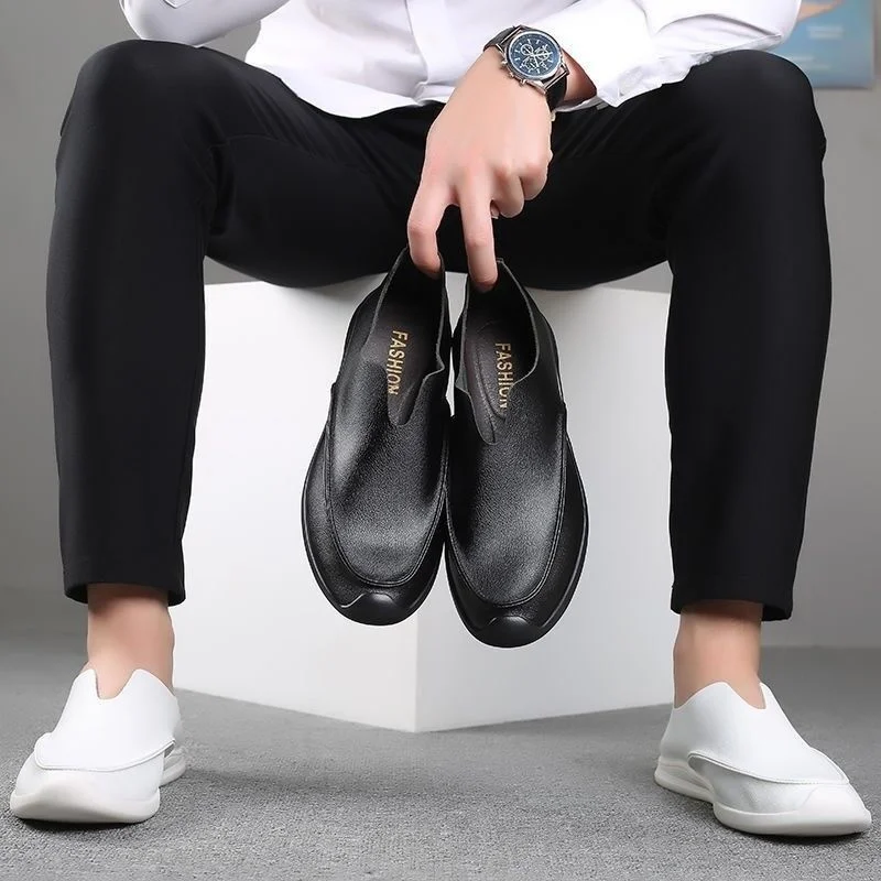 

[Authentic Cowhide]Leather Cowhide Rubber Thick Soled Handmade Cold Sticky Shoes Loafers Comfortable And Breathable