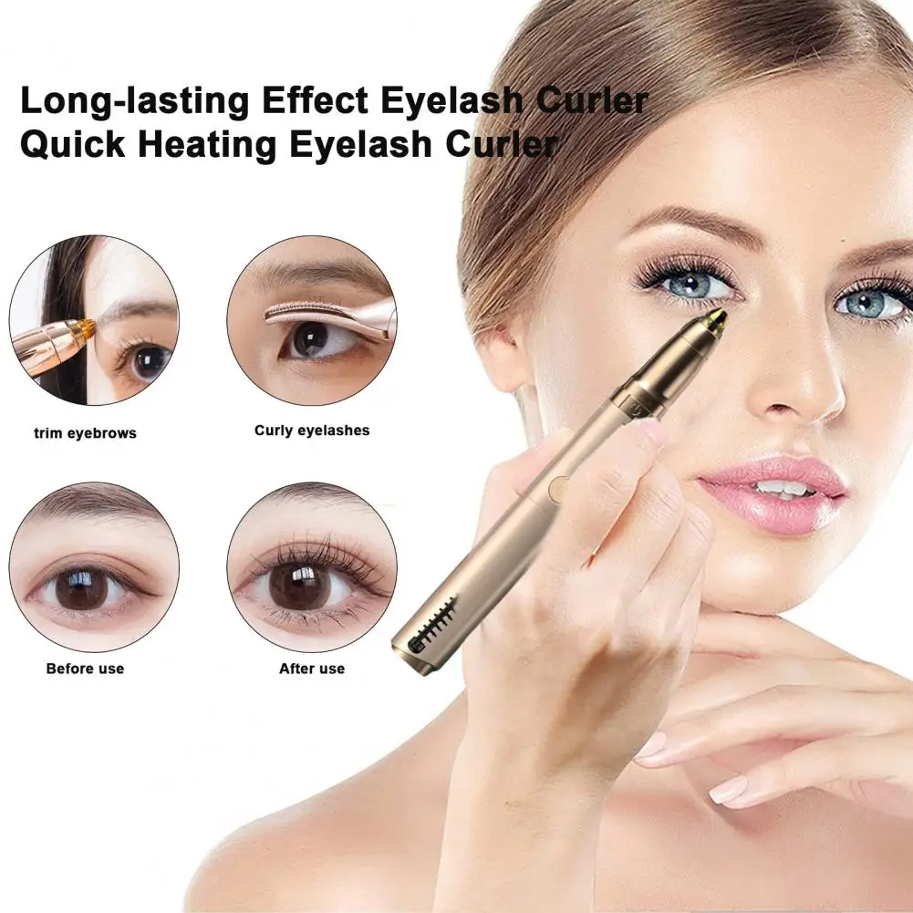 Ergonomic Eyelash Curler Portable Usb Rechargeable Electric Eyelash Curler Eyebrow Trimmer Quick Heating 2-in-1 Multifunctional
