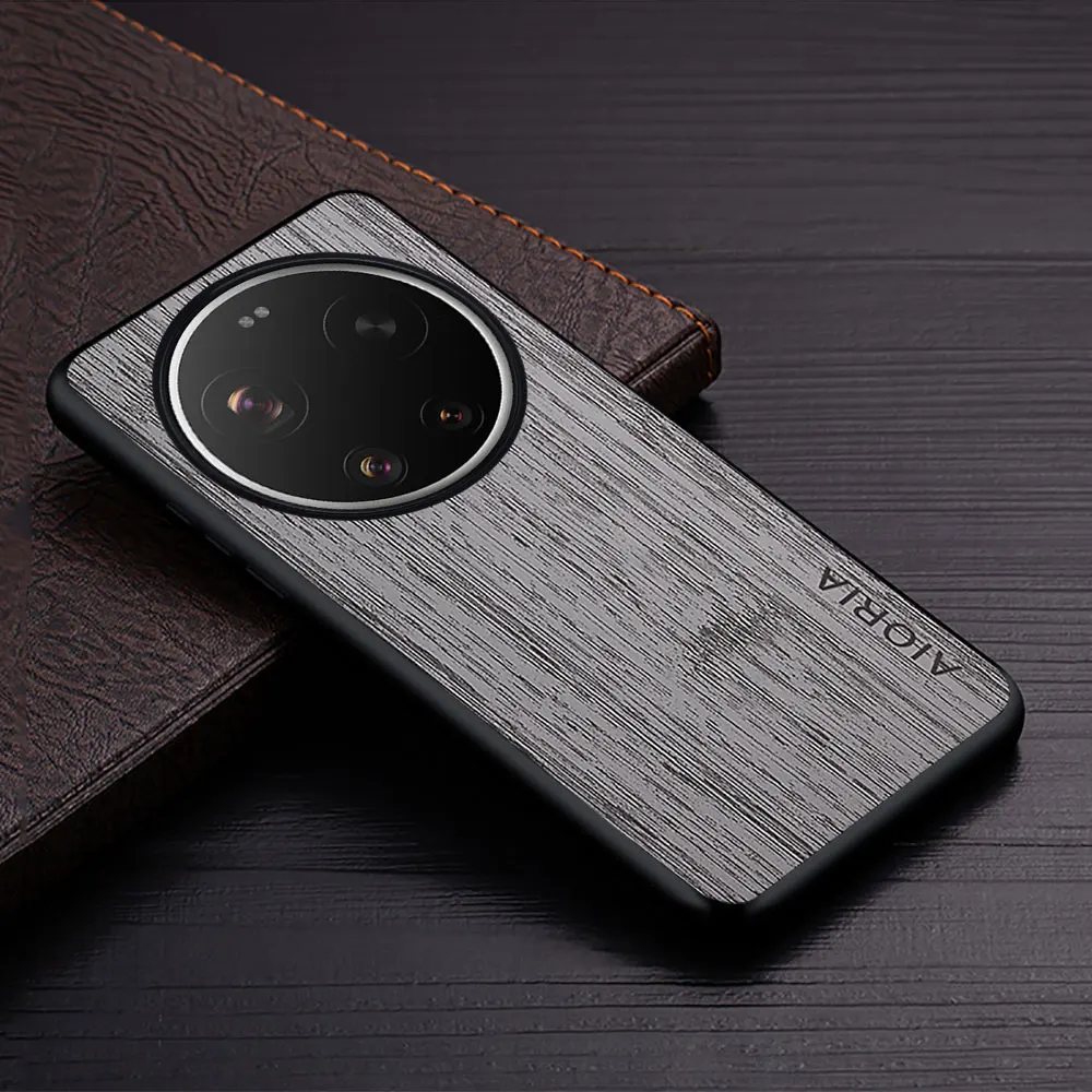 Straight Wood Grain PU Leather Phone Cover - Premium Case
