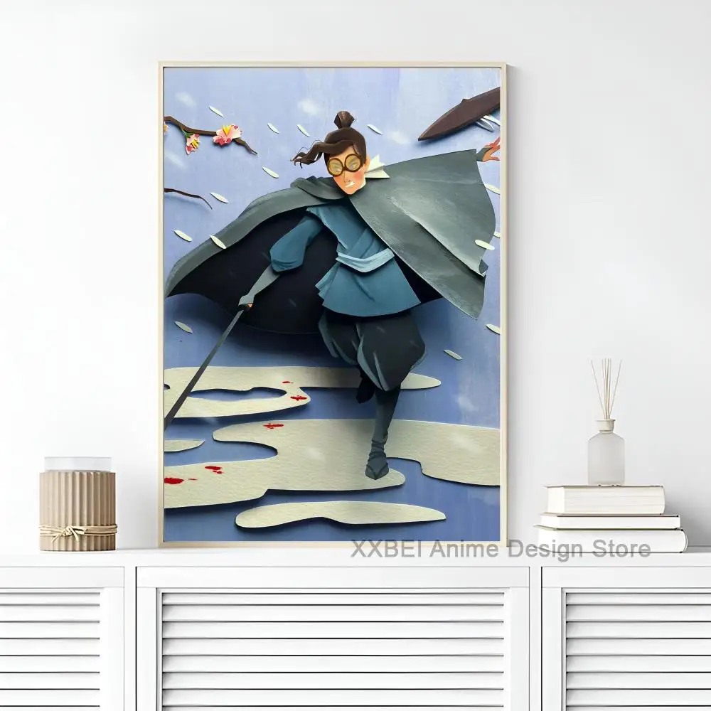 thumbnail image 1 of 1 póster de anime samurái de ojos azules, adhesivo para dormitorio, estudio, arte de pared, cuadro decorativo colgante, material impreso de alta calidad, 1 of 5