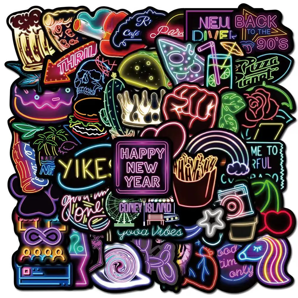 Harajuku Neon Style Graffiti Stickers DIY Notebook Skateboard Phone Case Decoration waterproof Stickers Decals Stickers