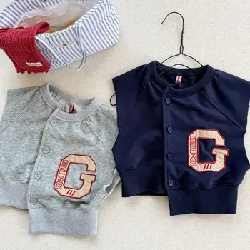 2025 Autumn New Children Sleeveless Casual Vest Fashion Letter Girls Cotton Jacket Kids Boys Loose Coat Baby Windbreak Vest