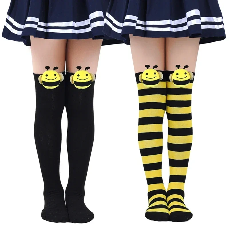 Halloween Knee High Socks Cosplay Striped Stockings for Halloween Girls Bee Costume 7-12Years children socks