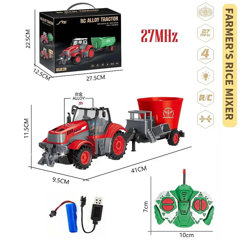 1:24 Farmer's Car 2.4G Remote Control Electric Ransport Truck Dump Truck Water Tanker Children's Remote Control Car Gift 5