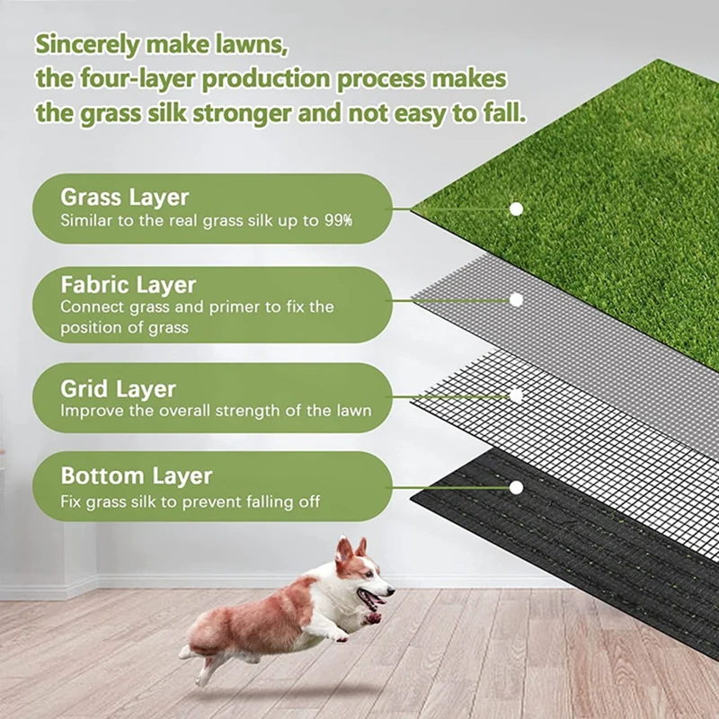 Artificial Grass, Professional Dog Grass Mat, Toilet Training Carpet, Large Lawn Outdoor Carpet Terrace Lawn(80X100cm)