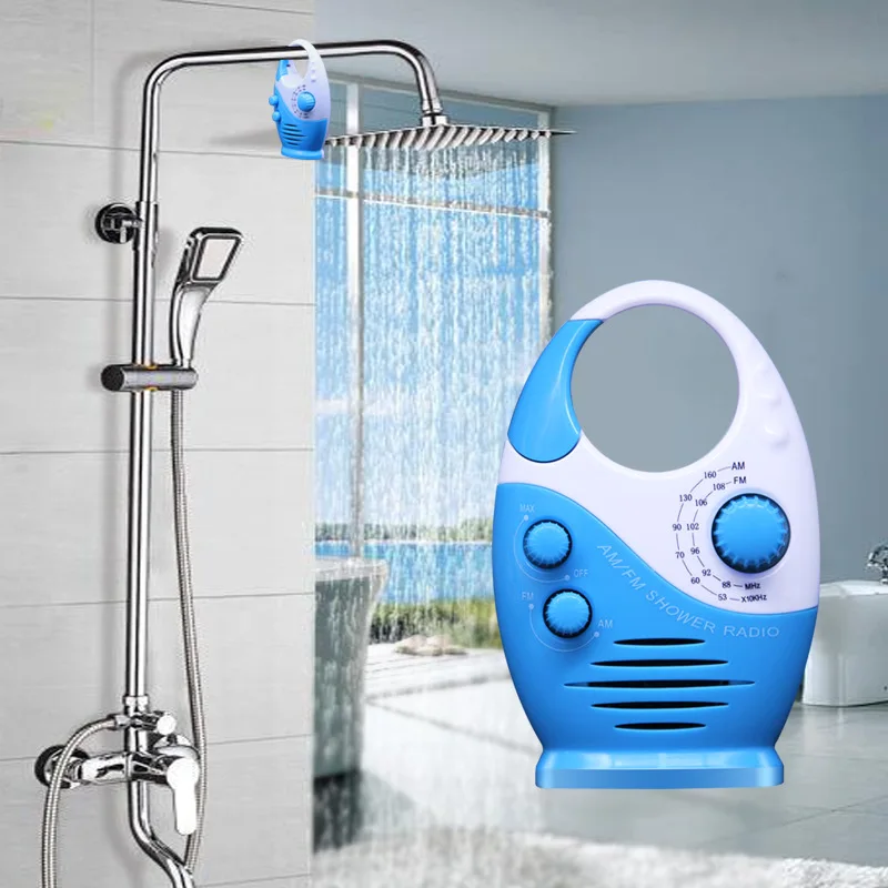 Portable Shower Radio, Bathroom Radio, AM FM Hook Type, Waterproof, Broadcast Music, Shower Speaker, Radio, Blue, Compact Radio - 6