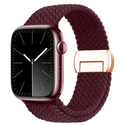 Braided Loop Magnetic Watch Band Strap - S10 46mm 42 44 45 49 (Wine Red)