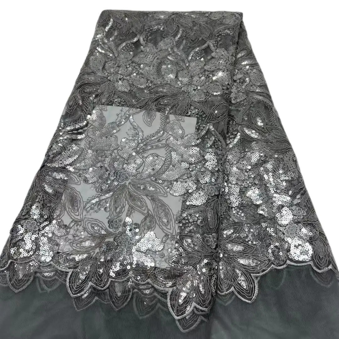 

Factory Offers High Quality Latest Elegant Soft Embroidery Tulle Sequins Lace Fabric for Wedding Party Dress NN3885_R