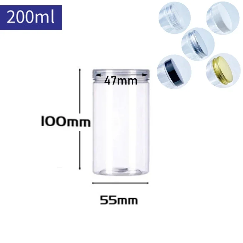 thumbnail image 1 of 5 tarros de plástico transparente de 100 ml a 420 ml con tapas de aluminio, cilindros rectos rellenables, contenedores para carga seca, frutos secos, dulces, mermeladas, 1 of 5