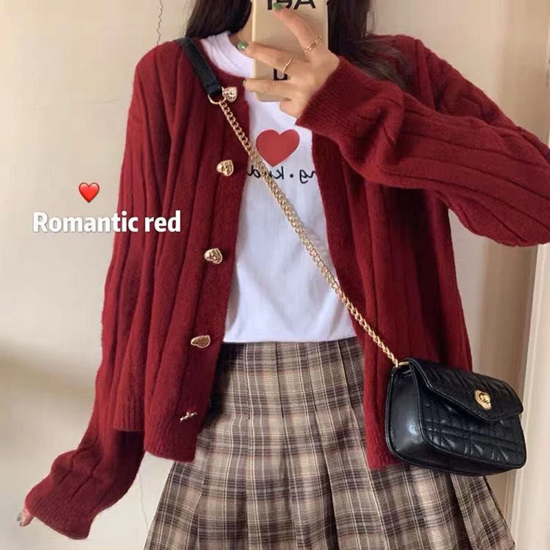 Women Knitted Cardigan Sweater Striped Long Sleeve
