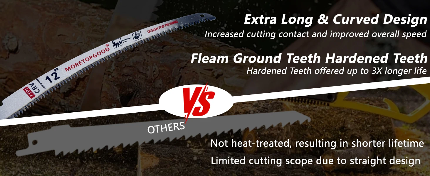 3PCS 7T Arc Edge Reciprocating Saw Blade, Japanese Teeth with Curved Edge Wood Pruning Saw Blades for Tree Trimming