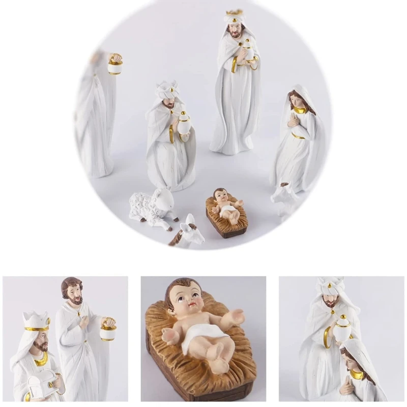 Jesus Nativity Statue Christmas Manger Decoration Living Room Statue Ornament christian statue home decor items