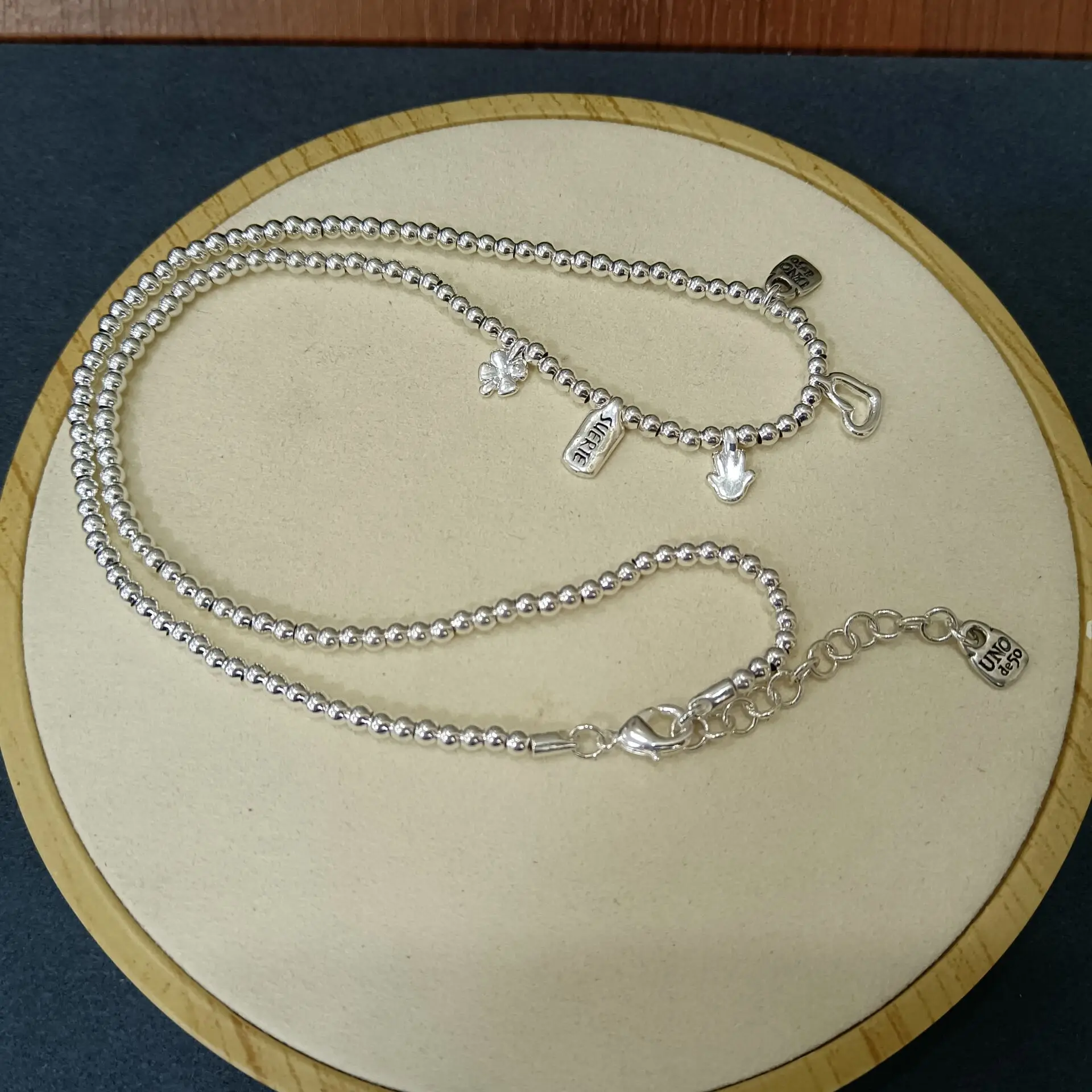 MAY new bead necklace silver buckle fashion belt logo wholesale European fashion gifts