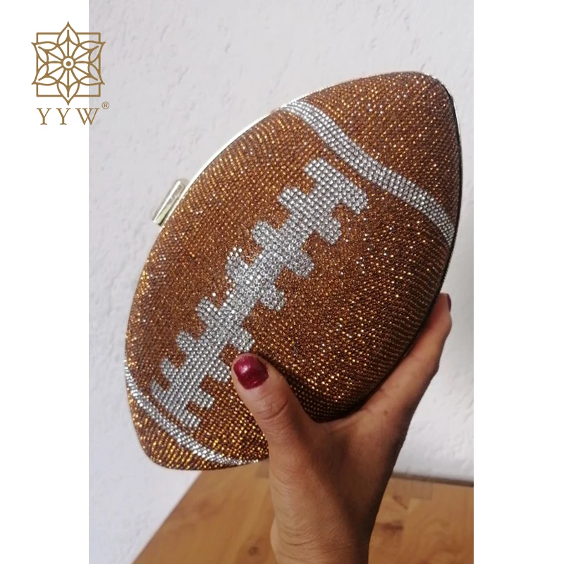 Soccer Ball-Shaped Fully Rhinestoned Hard Case Clutch > Boutique Handbags >  Mezon Handbags