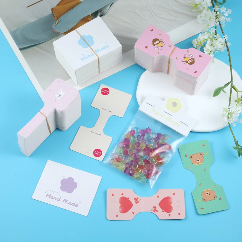 DIY 수제 목걸이 팔찌 머리띠 소매 행잉 라벨, 접이식 포장 골판지 디스플레이 카드, 30 개, X15