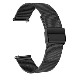 Elegant Milanese Mesh Stainless Steel Wrist Strap Bracelet - Adjustable Metal Band - 20mm (Black)