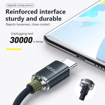 120W 6A Type C To Type C Cable For iPhone 15 Pro Max PD Fast Charge USB C Data Cord For Samsung Xiaomi Quick Charging Cables 2