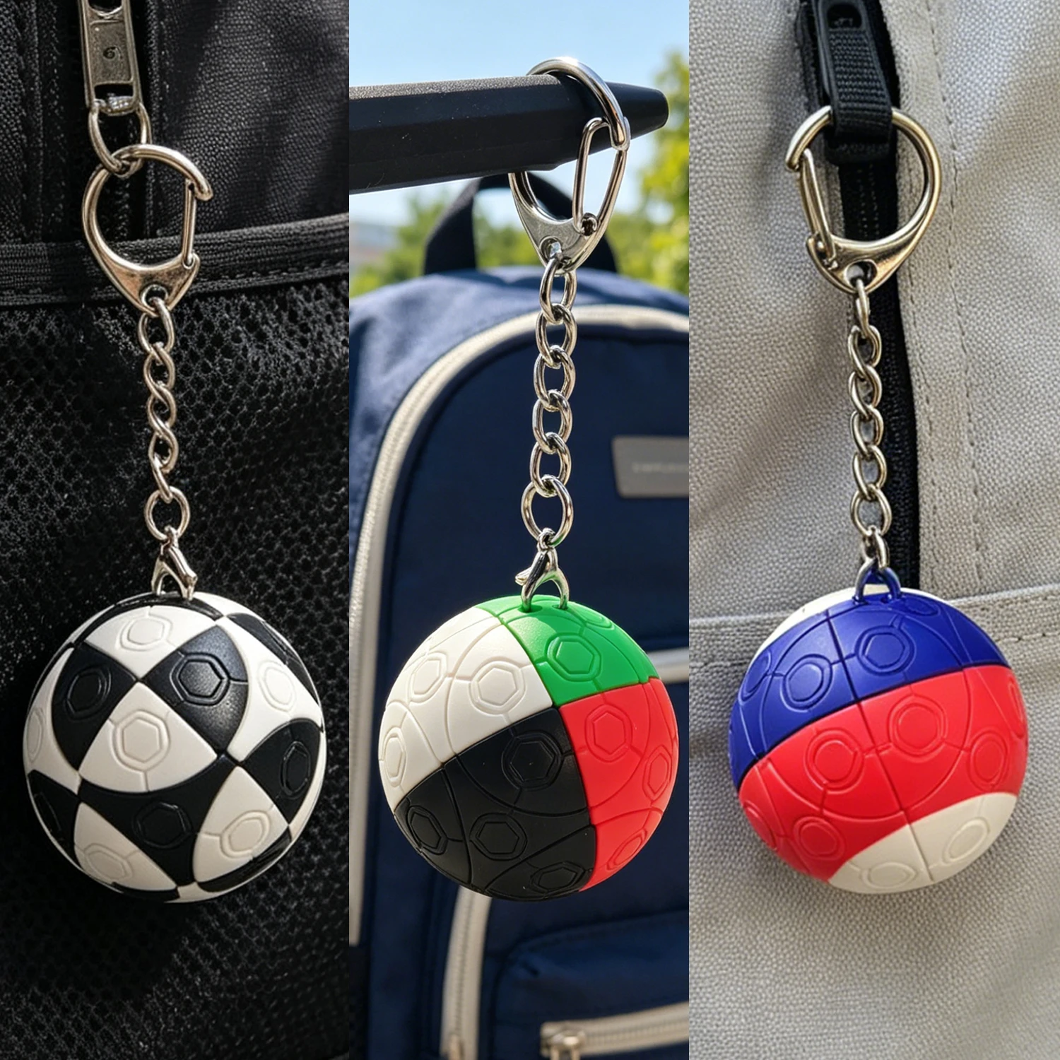 축구 큐브 2x2 (흑백), 4가지 색상의 축구 열쇠고리, 장식품, 교육용 장난감, 파티 활동 선물