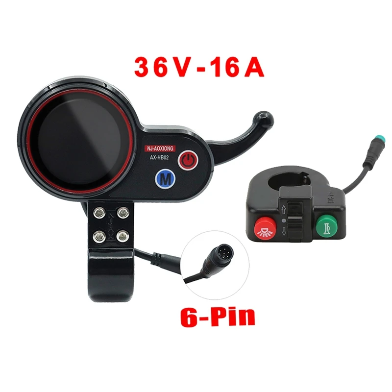 

NJ-AOXIONG AX-HB02 Electric Scooter Dashboard Meter+Switch Button 36V 48V Adjustable 6PIN For Electric Scooter Accessories