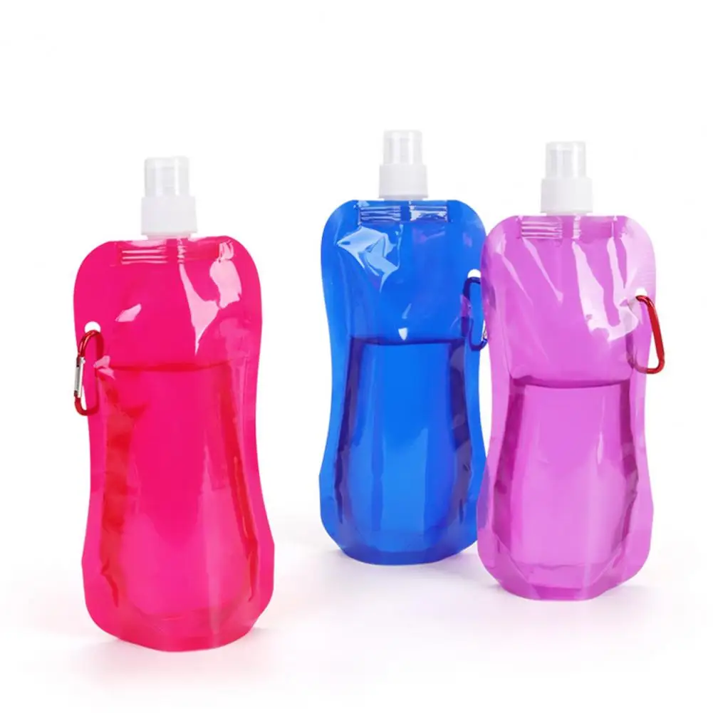 Collapsible Water Bottle 480ml BPA Free Reusable Water Pouch