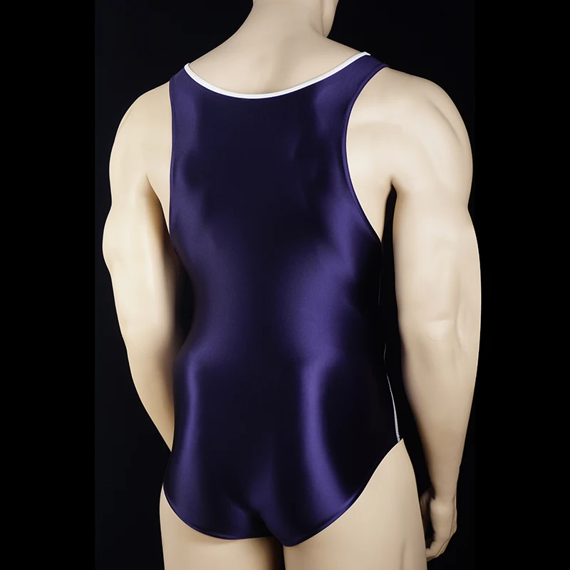 Sexy Glossy Bodysuit Smooth Shiny Competition One Piece Swimsuit Elasticity Shapewear Oily Tights Swimwear Swimming and Fitness
