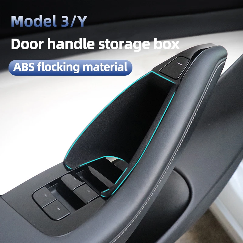 

For Tesla Model 3 Model Y Auto Front Rear Inner Door Armrest Storage Box Decor Cover Kit Trim Organizer Container Car Accessorie