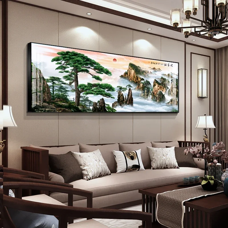

New Chinese Style Welcome Pine Art Painting Living Room Mural Poster Wall Decoration Painting Home Decoration Landscape Painting
