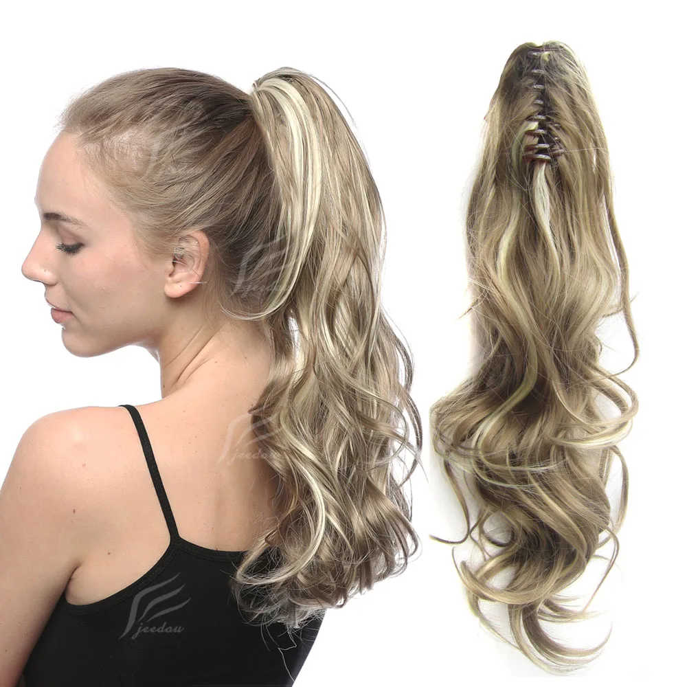 

Zolin Long Wavy Synthetic Hair Ponytails Extension Claw Clip On Hair Ponytail Dark Brown Blonde Hairpiece For Woman Girls