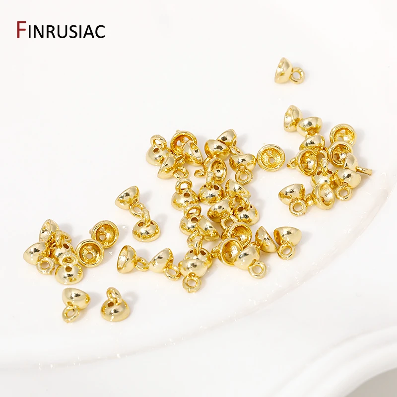 Multi Styles 18 Karat vergoldet Messing Perlen Ende Perlen Kappen Anschluss mit Schlaufe für DIY hand gefertigte Perlen Schmuck machen Fund – Detail 13