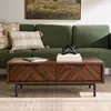 Wyatt Geo Modern Rectangular Wood Coffee Table with Storage, Walnut Brown 1