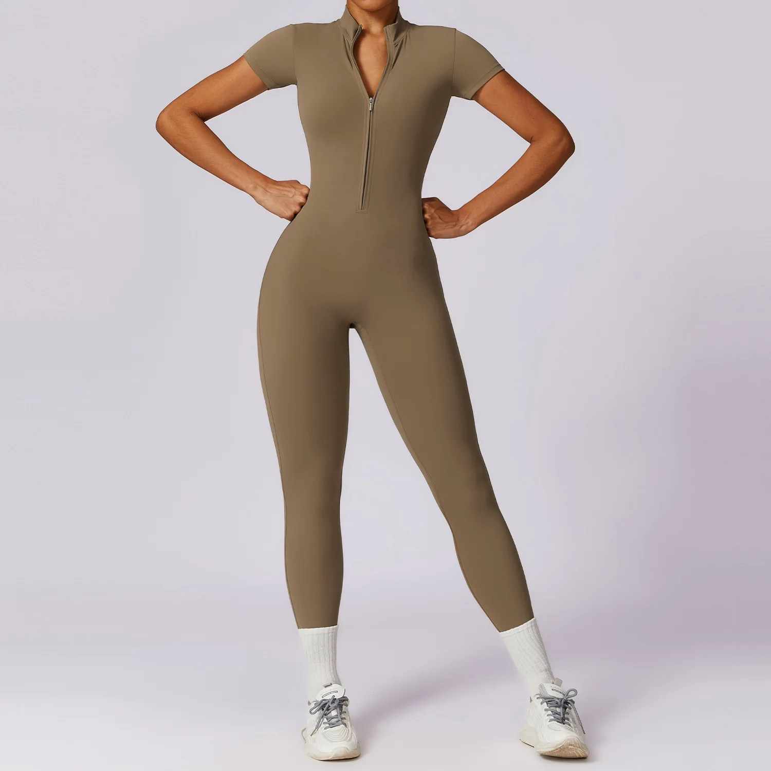 Gym Workout Set Yoga Set Fitness Set Fitness Jumpsuit Sportswear Set Fitness One Piece Wear Sports Set Women Sportswear Zipper Rompers Sports Jumpsuit Woman Fitness Overalls Workout Yoga Set Female Gym Short Sleeve One-Piece Suit