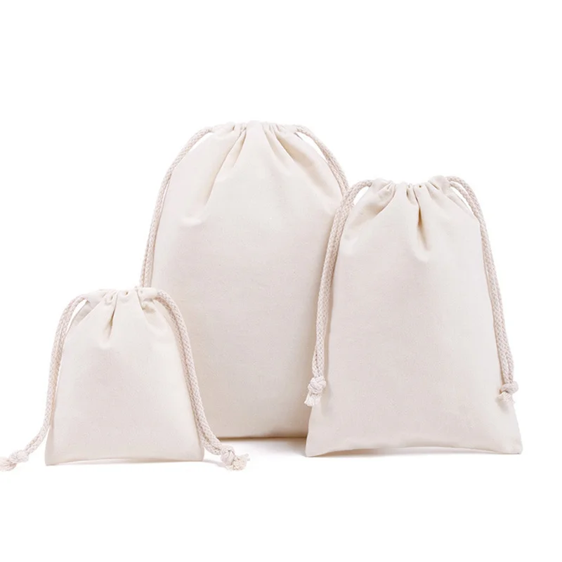 Reusable Cotton Drawstring Bags Fabric Storage Bag for Sundries Fruit Vegetable Kitchen Produce Bags Drawstring Gift Bag Pocket 5