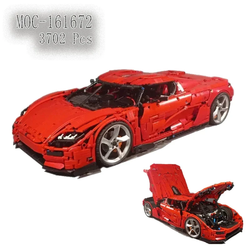 

New MOC-161672 3702Pcs Red Supercar Model Building Kit Building Blocks Self-locking Bricks Children's Birthday Toy Gift