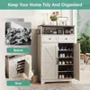 Shoe Cabinet with Doors, Farmhouse Storage Cabinet with 2 Drawers & Adjustable Shelves, Shoe Cabinet Storage Living Room 5