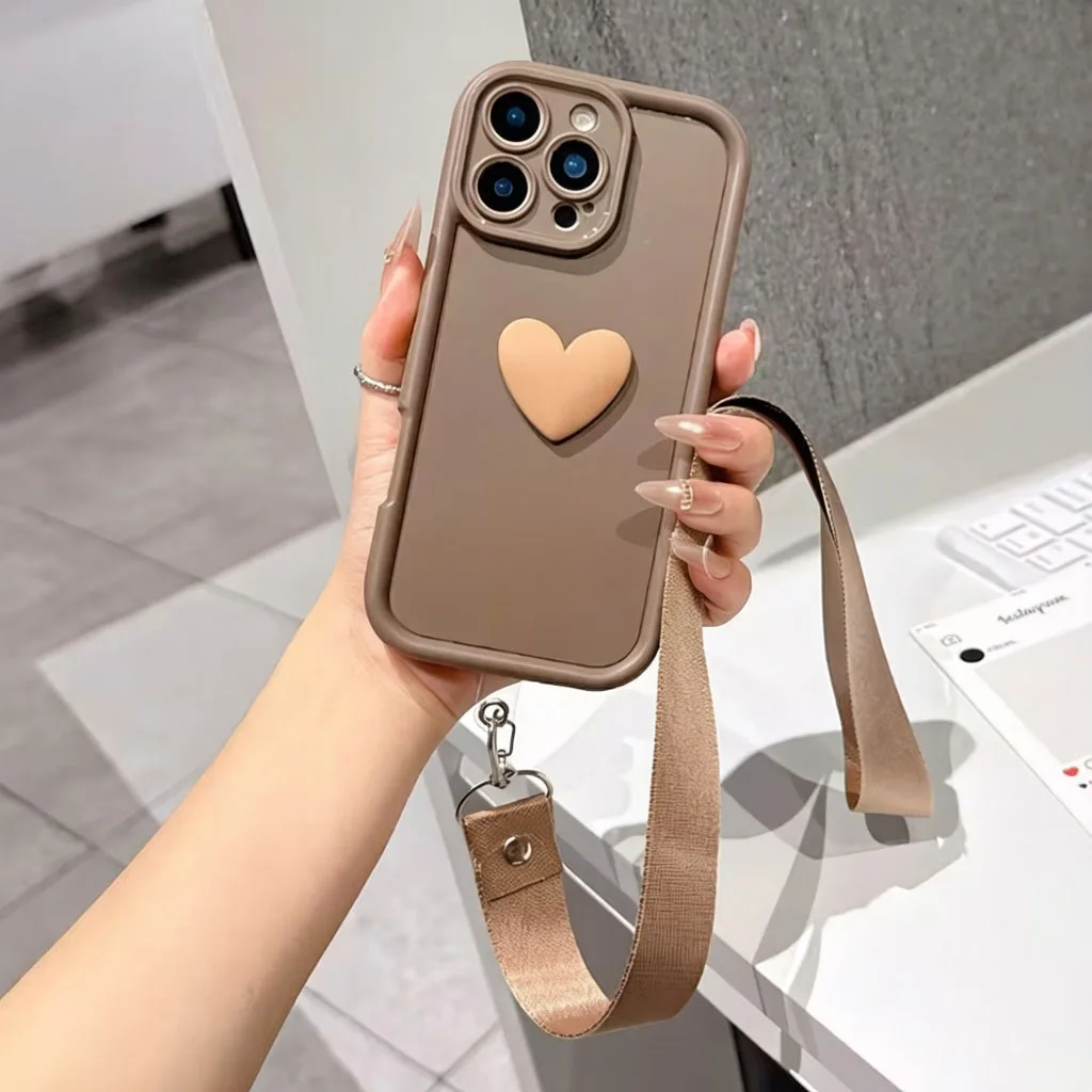 3D Love Silicone Crossbody Lanyard Case
