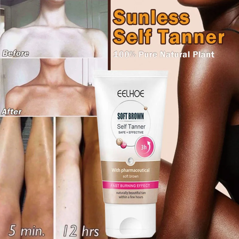 Body Bronzer Self-tanning Cream Organic & Natural Ingredients Sunless Tanning Lotion Buildable Light, Medium or Dark Tan