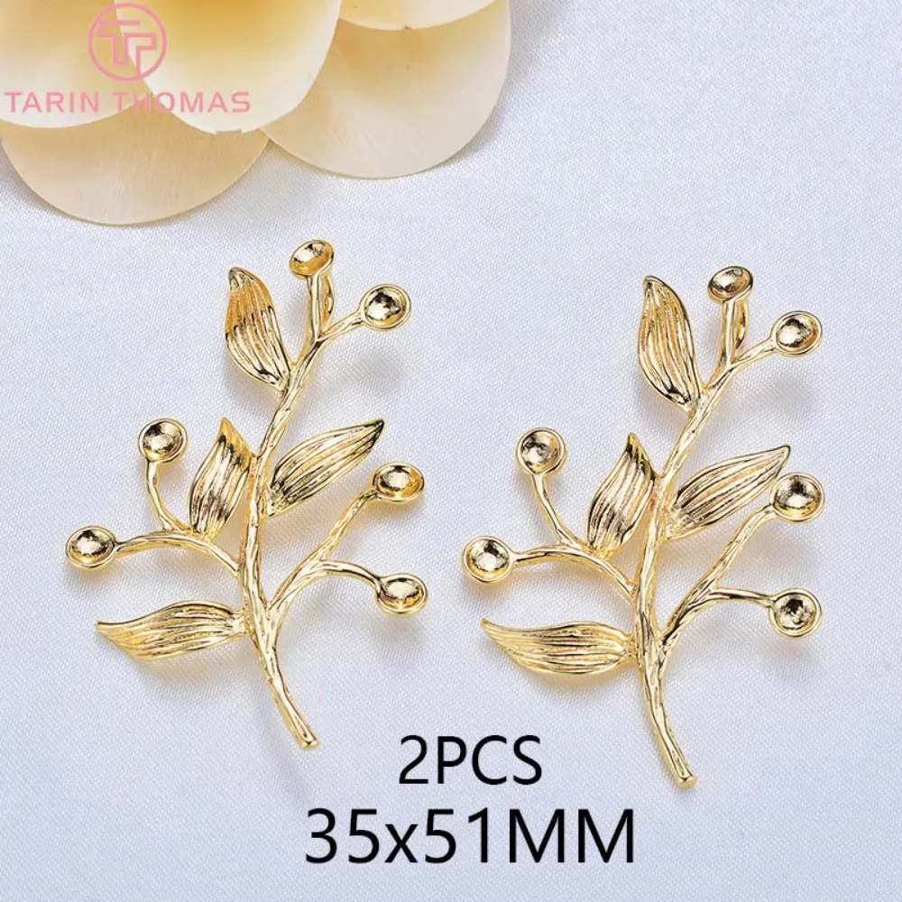 24K Gold Plated Brass Leaf Charms