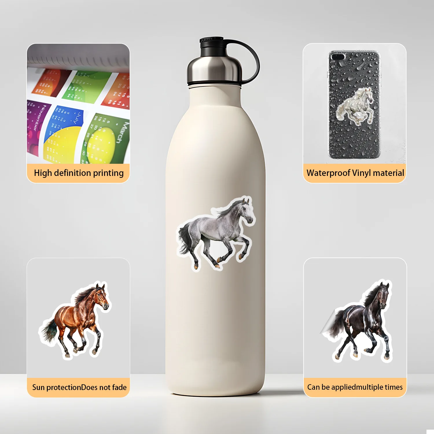 Cartoon Stickers Decorative Stickers Colorful Stickers Paper Stickers Animal Stickers Kawaii Stickers Car Sticker Decal Cartoon Animal Stickers 10/50pcs Cute Cartoon Horse Stickers Watercolor Decals Kid Toy Laptop Motorcycle Luggage Snowboard Fridge Car Waterproof Sticker