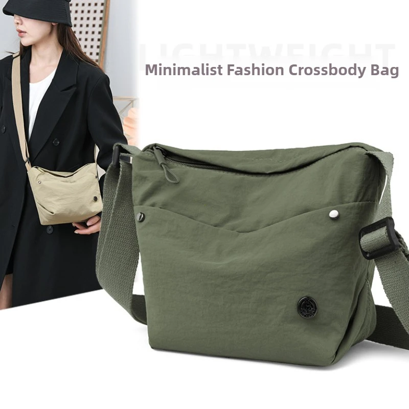 Ultra-light Nylon Crossbody Bag for Women Adjustable Wide Strap Lightweight Women's Bag Zipper Closure Stylish Messenger Bag
