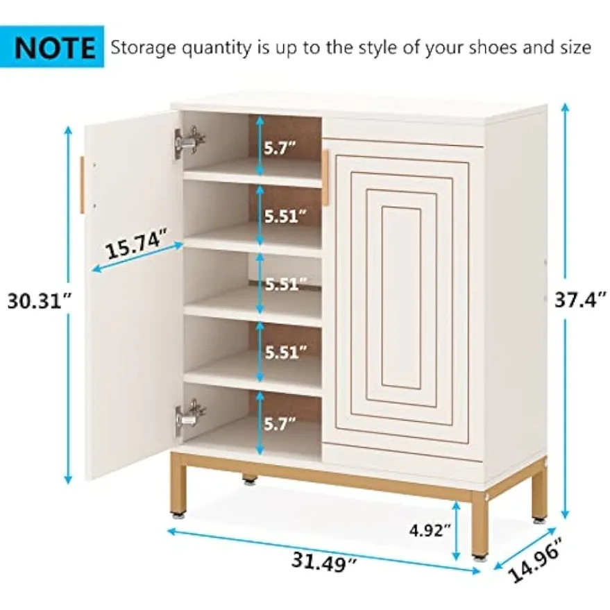Shoe Cabinet with Doors, 20 Pairs Entryway Shoe Storage Cabinet Modern Storage Organizer for Closet, Living Room, Bedroom - Image 3