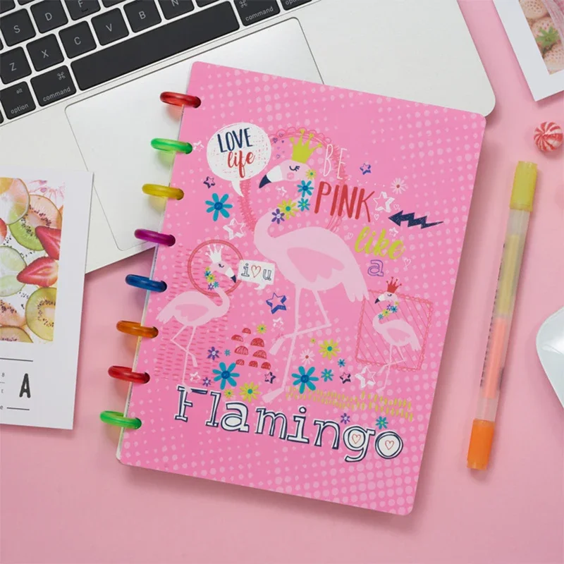 Fromthenon Flamingo Discbound Notebooks Covers Dics Ring Mushroom Hole Notebook Cover Planner Accessories Office Stationery 4
